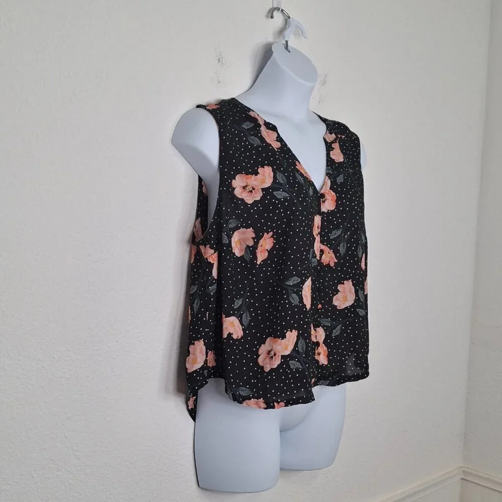 Torrid Harper Blouse Floral Polka Dot Sz 2 Crop Button Down Rockabilly Office